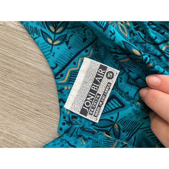 Joni Blair Teal Blue Floral Button Pencil Dress, Flowing, Size Small - Picture 3 of 8